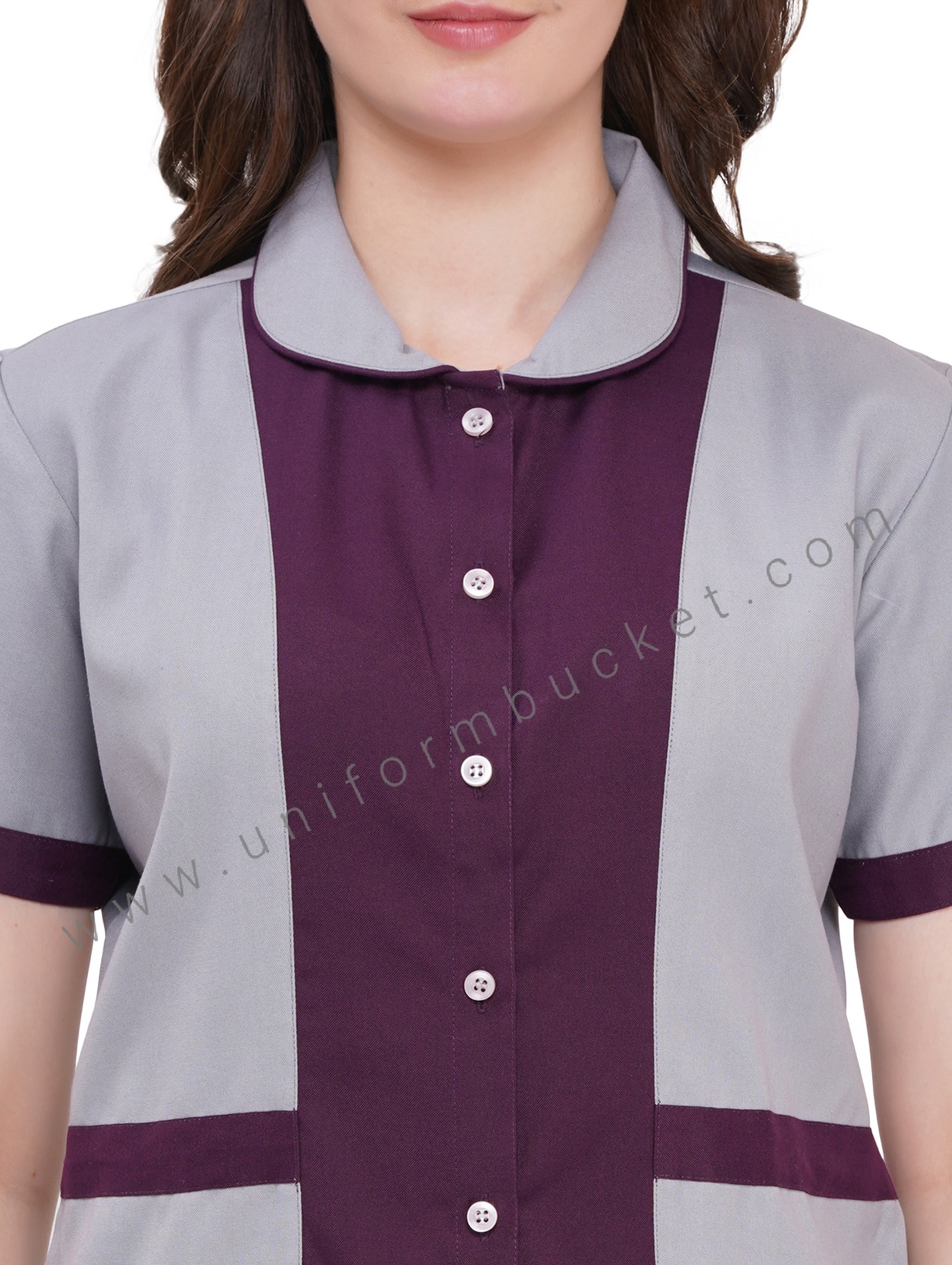 LIGHT GREY WITH MAGENTA TRIM FEMALE DESIGNER TOP  thumbnail 4